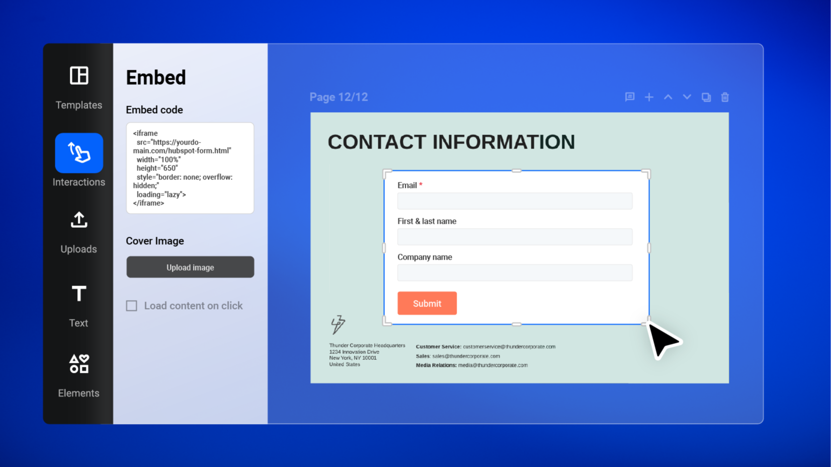 embed HubSpot forms intro flipbooks